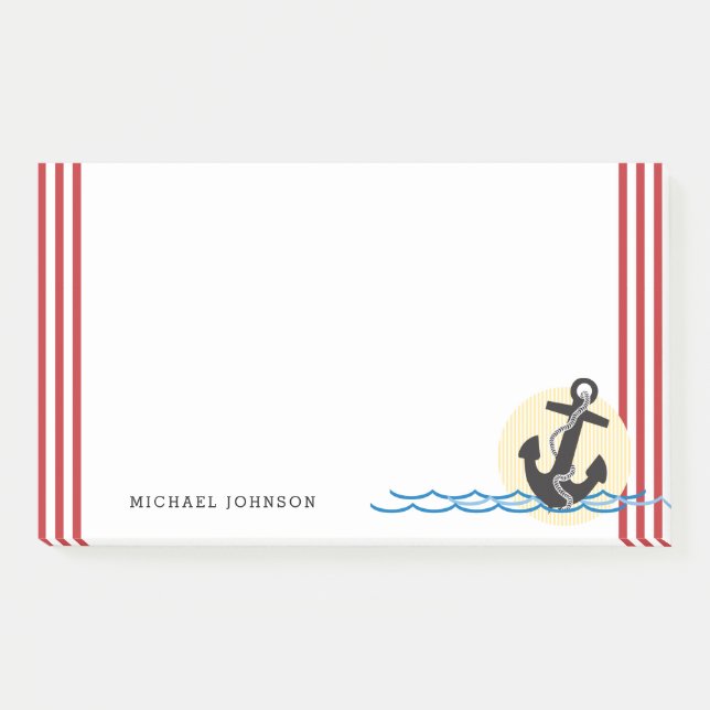 Nautical Anchor Water Waves Post-it Notes (Front)