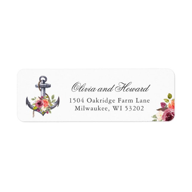 Nautical Anchor Watercolor Floral Knot (Front)
