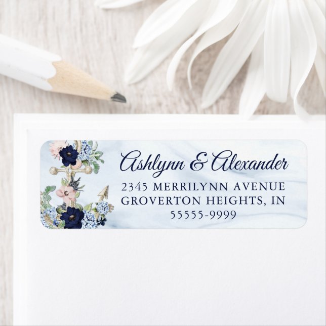Nautical Anchor Watercolor Floral Navy Wedding (Insitu)