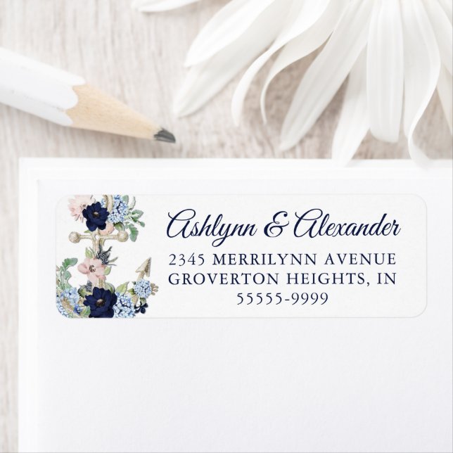 Nautical Anchor Watercolor Floral Navy Wedding Lab (Insitu)