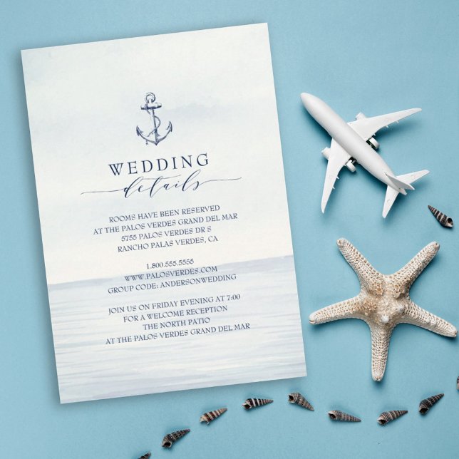 Nautical Anchor Watercolor Ocean Details Enclosure Card (Creator Uploaded)
