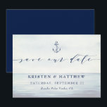 Nautical Anchor Watercolor Ocean Scene  Save The Date<br><div class="desc">When it comes to wedding stationery beachy styles kick off the theme for a magical evening or an entire wedding weekend by the sea. Set the tone of your seaside wedding with this oceanic-inspired design featuring a watercolor ocean background.</div>