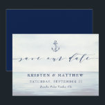 Nautical Anchor Watercolor Ocean Scene  Save The Date<br><div class="desc">When it comes to wedding stationery beachy styles kick off the theme for a magical evening or an entire wedding weekend by the sea. Set the tone of your seaside wedding with this oceanic-inspired design featuring a watercolor ocean background.</div>