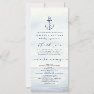 Nautical Anchor Watercolor Ocean Wedding Program
