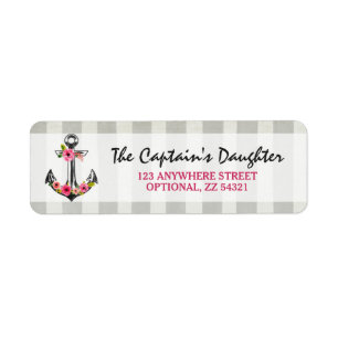 Nautical Anchor Watercolor Roses Return Address