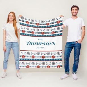 Nautical Anchor Wedding Anniversary Gift Idea Fleece Blanket