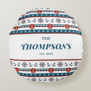 Nautical Anchor Wedding Anniversary Gift Idea Round Pillow