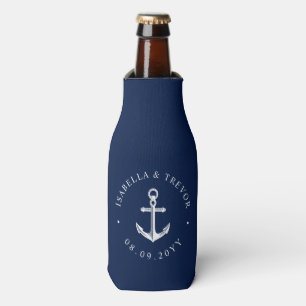 Nautical Anchor Wedding Date Custom Bottle Cooler