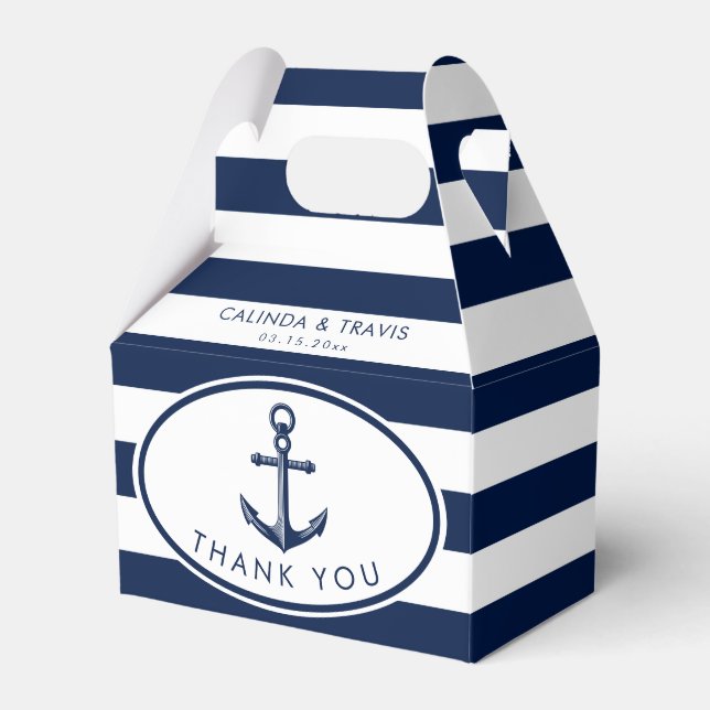 Nautical Anchor Wedding Favor Box (Front Side)