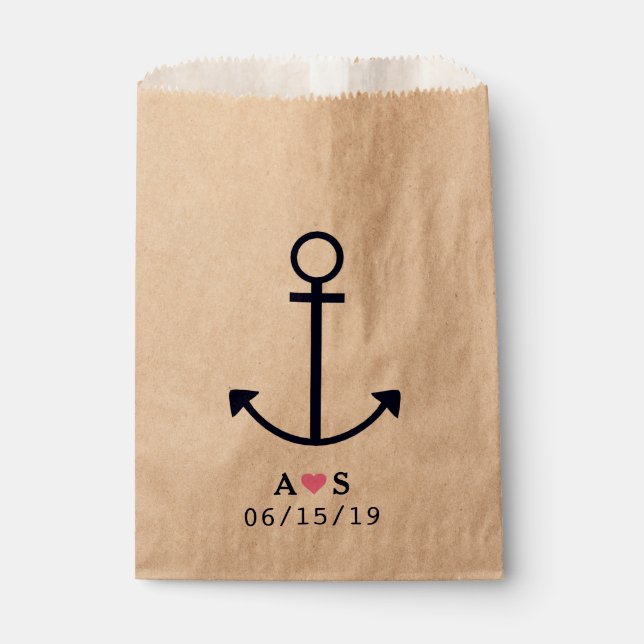 Nautical Anchor Wedding Favour Bags Personalized (Front)