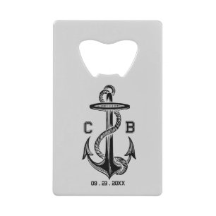 Nautical Anchor Wedding Favour Credit Credit Card Bottle Opener