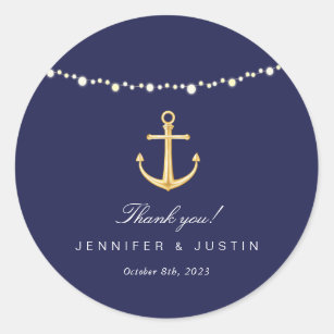 Nautical Anchor Wedding Favour Thank You Stickers