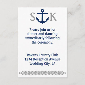 Nautical Anchor Wedding Invitation Enclosure Grey