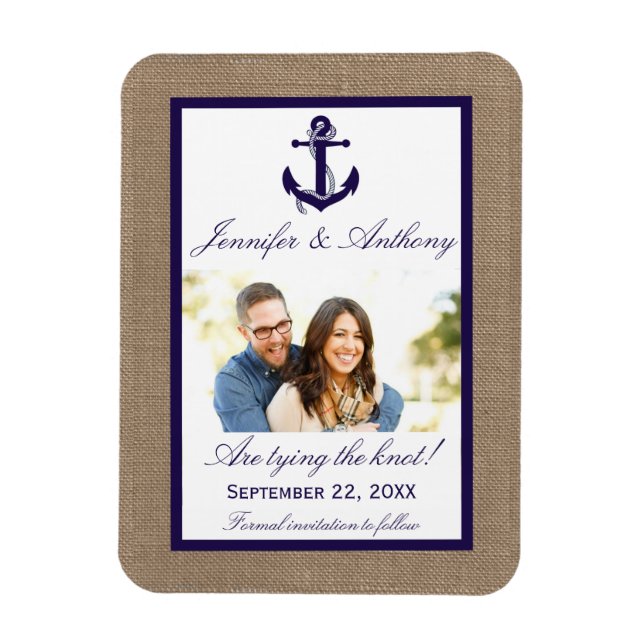 Nautical Anchor Wedding Photo Save The Date Magnet (Vertical)