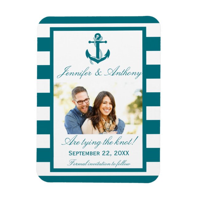 Nautical Anchor Wedding Photo Save The Date Magnet (Vertical)