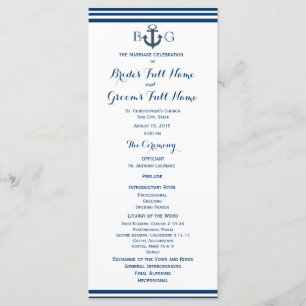Nautical Anchor Wedding Program