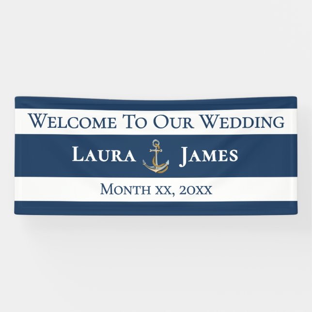 Nautical Anchor Wedding Reception  Banner (Horizontal)