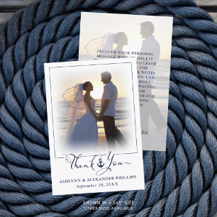 Nautical Anchor Wedding Script Thank You 2 Photo Card