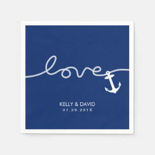 Nautical Anchor Wedding Tying the Knot Napkin