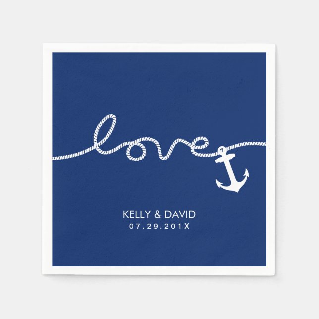 Nautical Anchor Wedding Tying the Knot Napkin (Front)