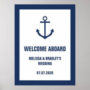 Nautical Anchor Wedding Welcome Aboard Sign