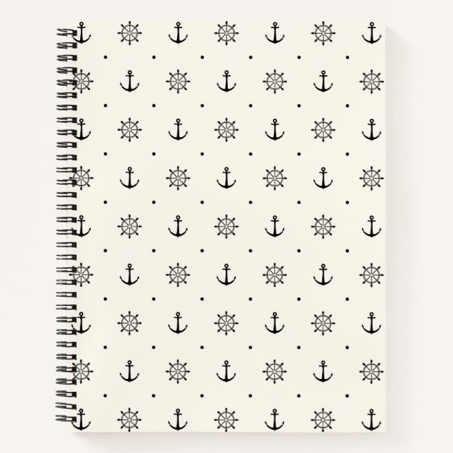 Nautical Anchor Wheel Pattern Notebook (Front)