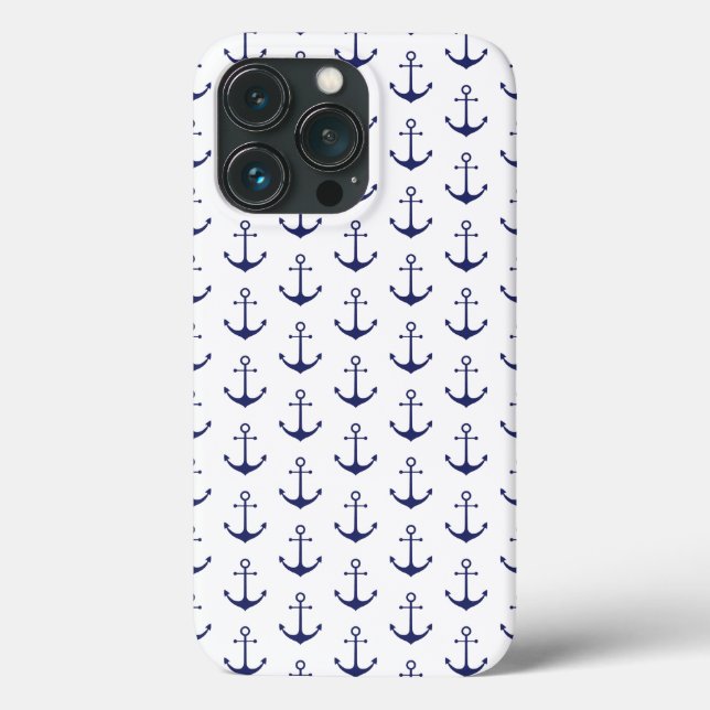 Nautical anchor white dark navy blue pattern cute  Case-Mate iPhone case (Back)