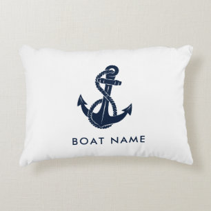 Nautical Anchor with Boat Name Custom Accent Pillow