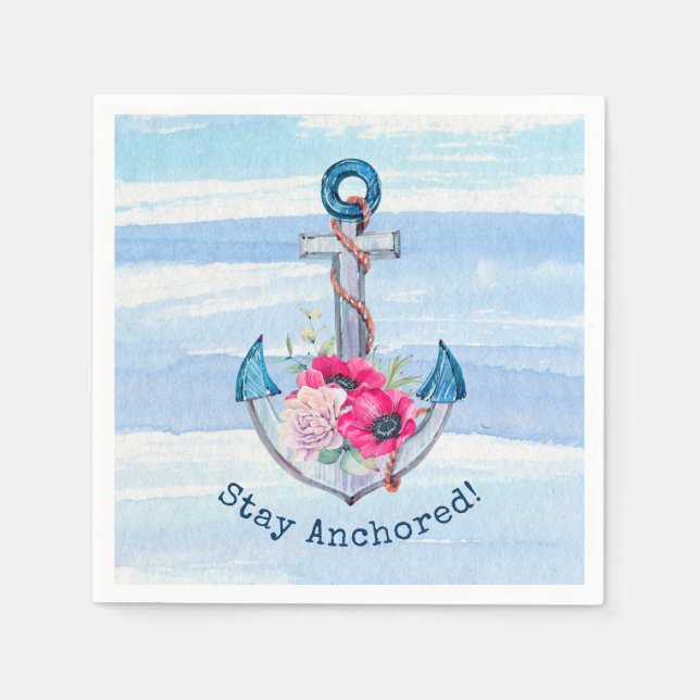 nautical anchor with flowers napkin (Front)