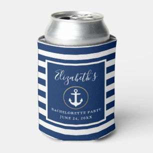 Nautical Anchor with Gold Ring Bachelorette Party Can Cooler