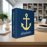 Nautical Anchor with Navy Yellow Chevron Pattern Binder<br><div class="desc">Trendy and Preppy Patterns - A classic and elegant design with chevrons and an area to add your name or monogram.</div>