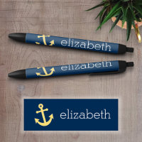 Nautical Anchor with Navy Yellow Chevron Pattern