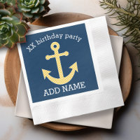 Nautical Anchor with Navy Yellow Chevron Pattern