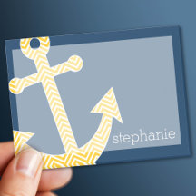 Nautical Anchor with Navy Yellow Chevron Pattern