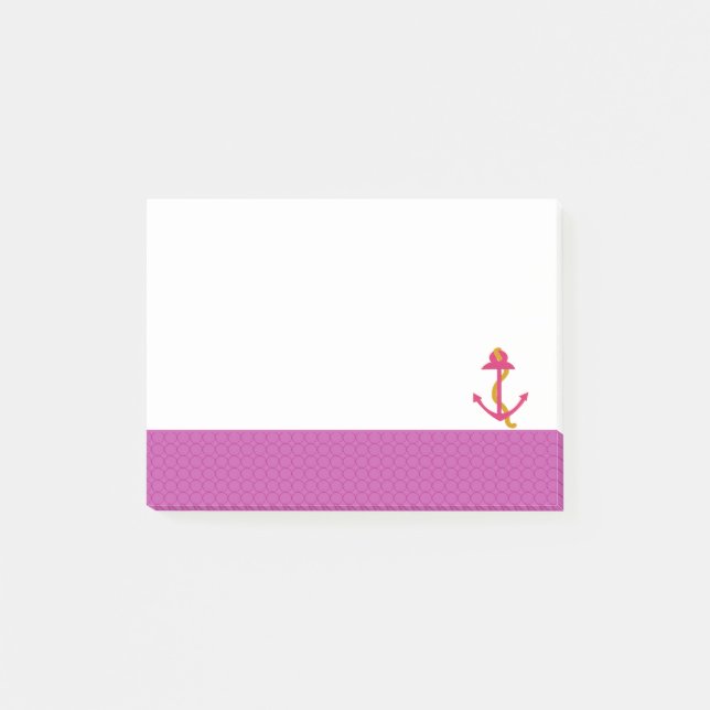 Nautical Anchor with Pink Border Post-it Notes (Front)