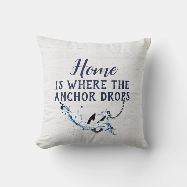 Nautical Anchor With Quote On Wood  Throw Pillow (Front)