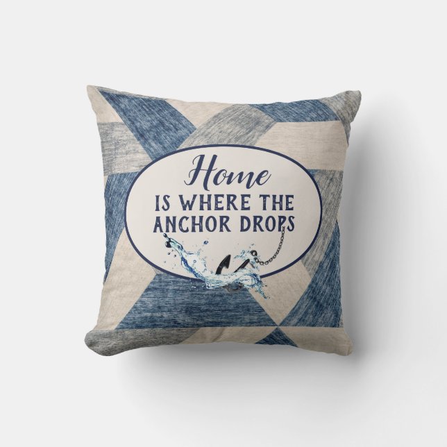 Nautical Anchor With Quote  Throw Pillow (Front)