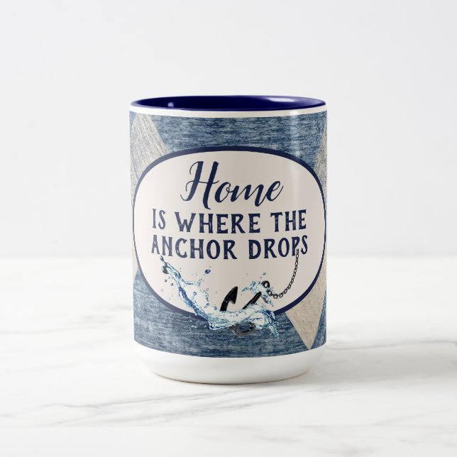Nautical Anchor With Quote  Two-Tone Coffee Mug (Center)