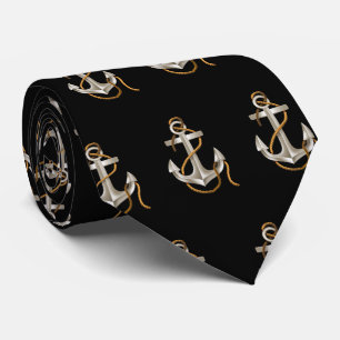 nautical anchor with rope on black tie