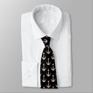 Nautical Anchor with Rope on Black Tie