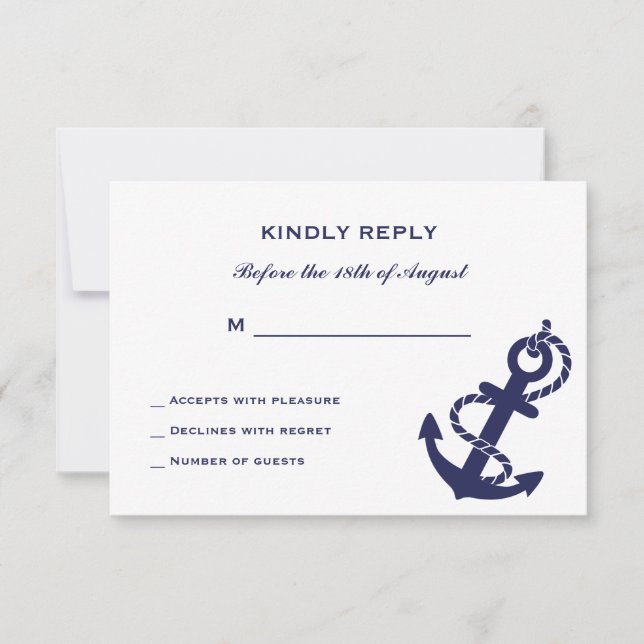 Nautical Anchor with Rope Wedding Invitation (Front)