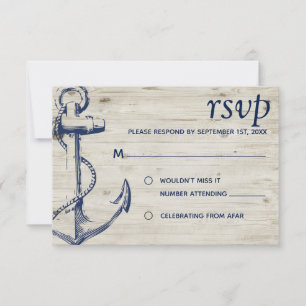 Nautical Anchor Wood RSVP Card