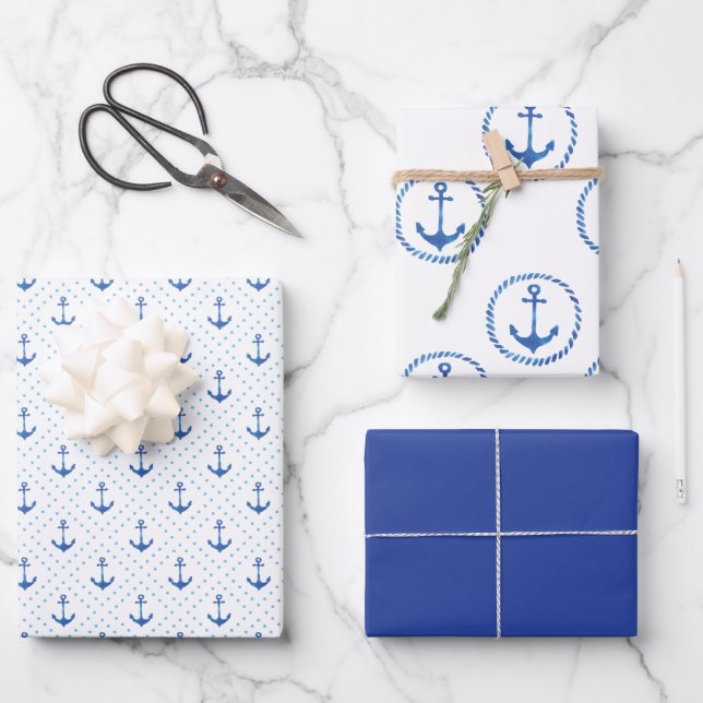 Nautical Anchor Wrapping Paper Sheet (Front)