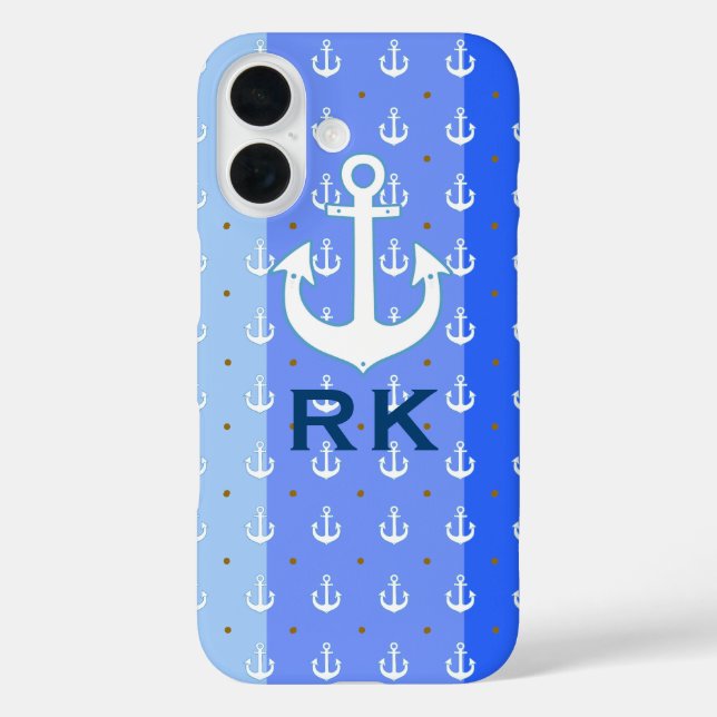 nautical anchors and initials Case-Mate iPhone case (Back)