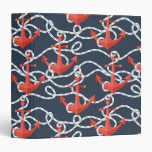Nautical Anchors And Rope Pattern Binder