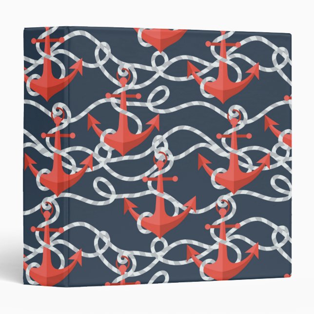 Nautical Anchors And Rope Pattern Binder (Front/Spine)