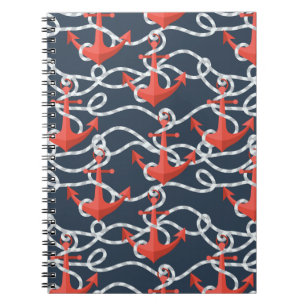 Nautical Anchors And Rope Pattern Notebook