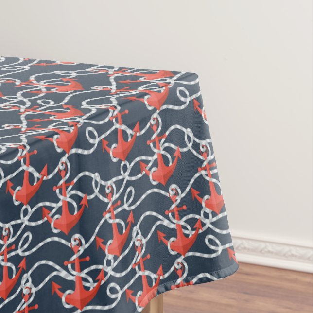 Nautical Anchors And Rope Pattern Tablecloth (In Situ)