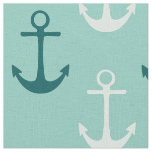 Nautical Anchors Aqua Fabric