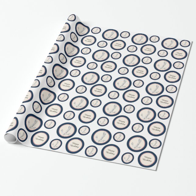 Nautical Anchors Beach Birthday Wrapping Paper (Unrolled)